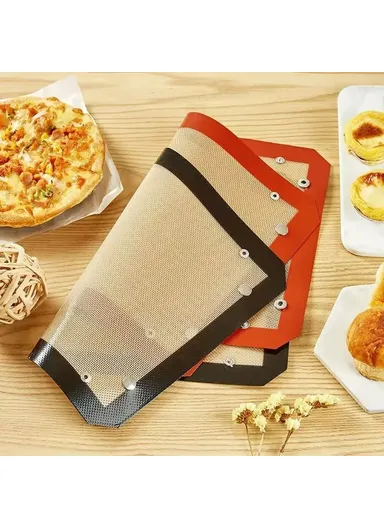 42 x 29.5cm Silicone Baking Mat with Small Buttons Non Stick Heat Resistant Pastry Mat (BPA Free, No FDA) - Black