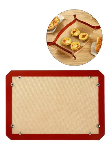 42 x 29.5cm Silicone Baking Mat with Small Buttons Non Stick Heat Resistant Pastry Mat (BPA Free, No FDA) - Red