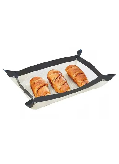 30 x 20cm Silicone Baking Mat with Small Buttons Non Stick Heat Resistant Pastry Mat (BPA Free, No FDA) - Black