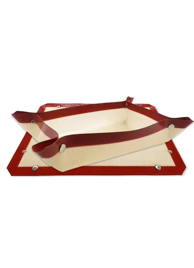 30 x 20cm Silicone Baking Mat with Small Buttons Non Stick Heat Resistant Pastry Mat (BPA Free, No FDA) - Red