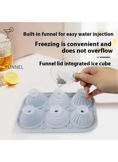 6 Cavity Ice Ball Maker Mold Food Grade Silicone Ice Tray for Cocktails (BPA Free, FDA / LFGB Certified) - Pink