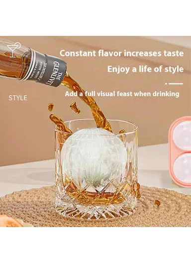 6 Cavity Ice Ball Maker Mold Food Grade Silicone Ice Tray for Cocktails (BPA Free, FDA / LFGB Certified) - Pink