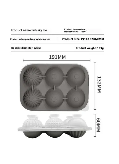 6 Cavity Ice Ball Maker Mold Food Grade Silicone Ice Tray for Cocktails (BPA Free, FDA / LFGB Certified) - Pink