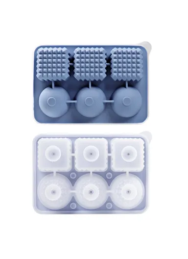 6 Cavity Silicone Ice Cube Tray for Cocktails Leak Proof Ice Ball Mold (BPA Free, FDA / LFGB Certified) - Dark Blue