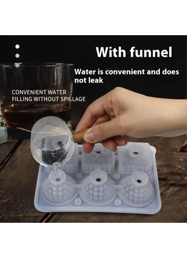 6 Cavity Silicone Ice Cube Tray for Cocktails Leak Proof Ice Ball Mold (BPA Free, FDA / LFGB Certified) - Dark Blue