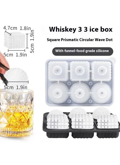 6 Cavity Silicone Ice Cube Tray for Cocktails Leak Proof Ice Ball Mold (BPA Free, FDA / LFGB Certified) - Dark Blue
