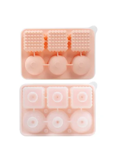 6 Cavity Silicone Ice Cube Tray for Cocktails Leak Proof Ice Ball Mold (BPA Free, FDA / LFGB Certified) - Pink