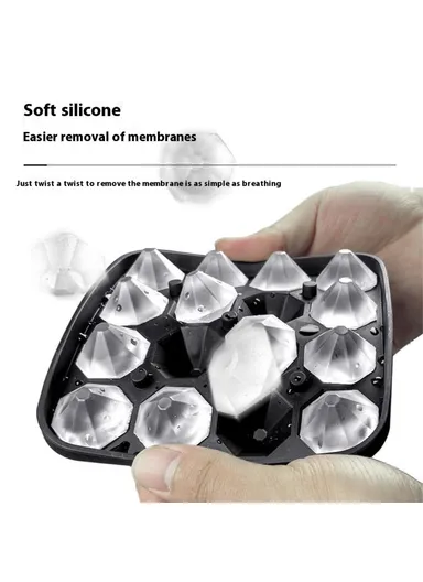 16 Cavity Diamond Shape Ice Cube Tray Silicone Ice Maker Mold Kitchen Gadget (BPA Free, FDA / LFGB Certified) - Yellow