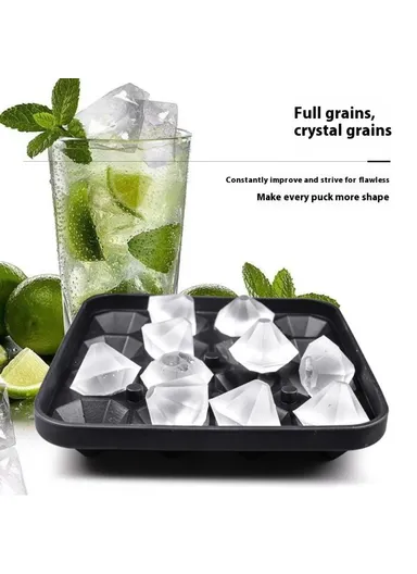 16 Cavity Diamond Shape Ice Cube Tray Silicone Ice Maker Mold Kitchen Gadget (BPA Free, FDA / LFGB Certified) - Pink