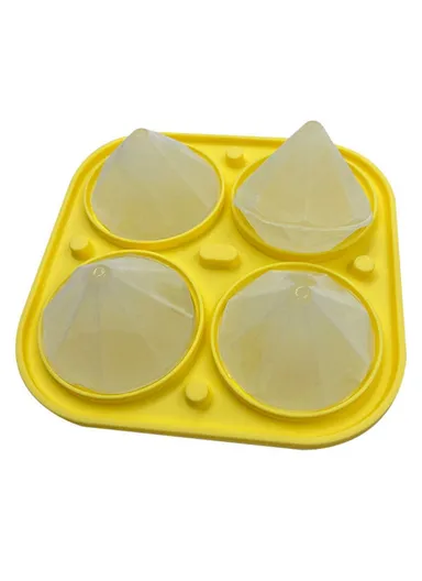 4 Cavity Diamond Shape Silicone Ice Maker Mold (BPA Free, FDA / LFGB Certified) - Yellow
