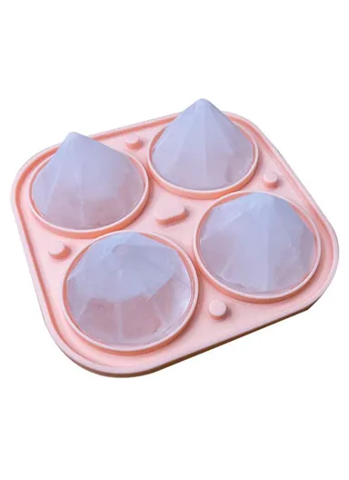 4 Cavity Diamond Shape Silicone Ice Maker Mold (BPA Free, FDA / LFGB Certified) - Pink