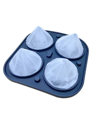 4 Cavity Diamond Shape Silicone Ice Maker Mold (BPA Free, FDA / LFGB Certified) - Black