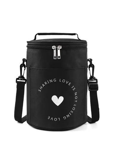 Large Capacity Insulated Lunch Box Reusable Lunch Tote Bag for Work, Picnic, School or Travel, Size: L- Black