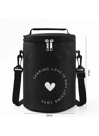 Large Capacity Insulated Lunch Box Reusable Lunch Tote Bag for Work, Picnic, School or Travel, Size: L- Black