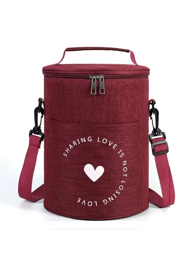 Large Capacity Insulated Lunch Box Reusable Lunch Tote Bag for Work Picnic, School, or Travel, Size: L- Wine Red