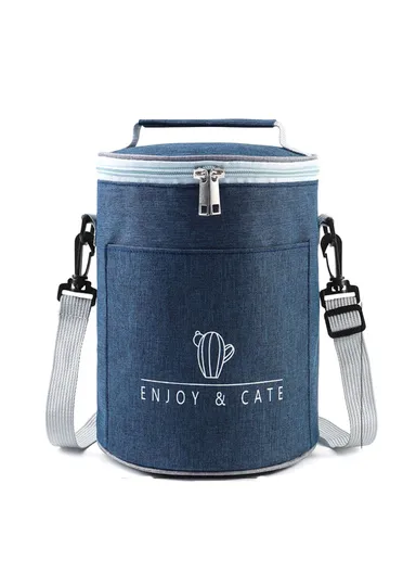 Large Capacity Insulated Lunch Box Reusable Lunch Tote Bag for Work, Picnic, School, or Travel, Size: L- Navy Blue