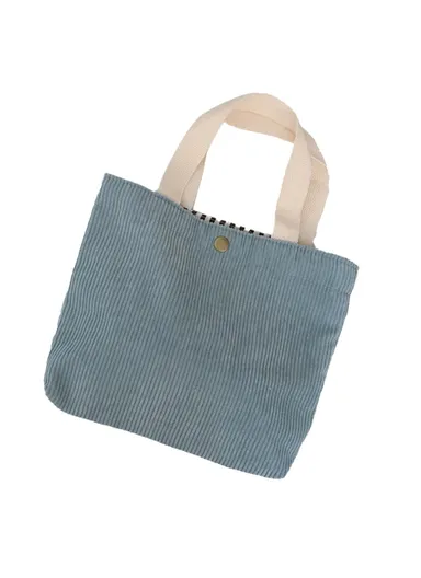 TZ Soft Corduroy Toiletries Handbag Cosmetic Organizer Bag Makeup Storage Pouch Lunch Bag - Dusty Blue