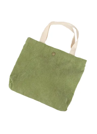 TZ Soft Corduroy Toiletries Handbag Cosmetic Organizer Bag Makeup Storage Pouch Lunch Bag - Light Green