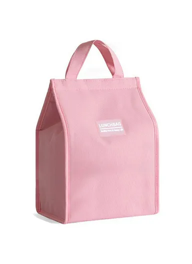 26x34x16cm Insulated Lunch Bag Work School Aluminum Foil Aluminum Cloth Bento Carrier Tote Bag - Pink
