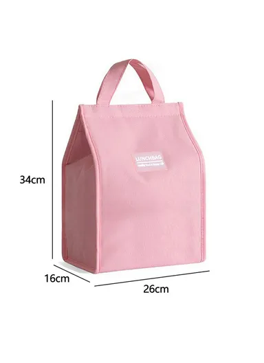 26x34x16cm Insulated Lunch Bag Work School Aluminum Foil Aluminum Cloth Bento Carrier Tote Bag - Pink