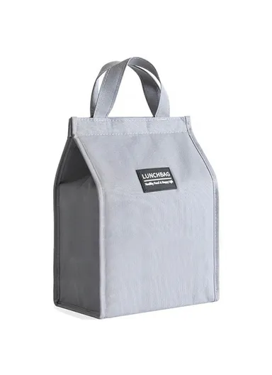 26x34x16cm Insulated Lunch Bag Work School Aluminum Foil Aluminum Cloth Bento Carrier Tote Bag - Grey