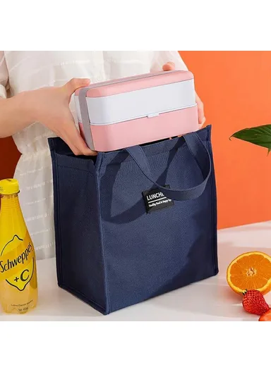 26x34x16cm Insulated Lunch Bag Work School Aluminum Foil Aluminum Cloth Bento Carrier Tote Bag - Grey