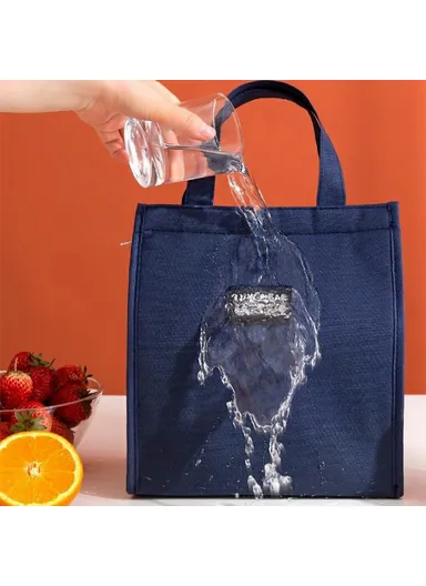 26x34x16cm Insulated Lunch Bag Work School Aluminum Foil Aluminum Cloth Bento Carrier Tote Bag - Grey