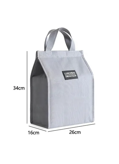 26x34x16cm Insulated Lunch Bag Work School Aluminum Foil Aluminum Cloth Bento Carrier Tote Bag - Grey
