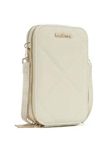 Zipper Design PU Leather Crossbody Bag Phone Pouch Shoulder Bag for Travel, Daily Use N0111 - Beige