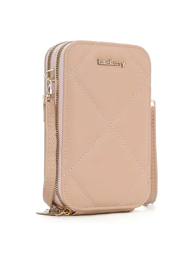 Zipper Design PU Leather Crossbody Bag Phone Pouch Shoulder Bag for Travel, Daily Use N0111 - Pink