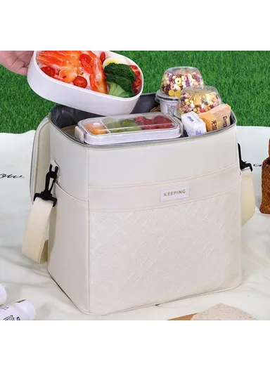 Insulated Lunch Bag Large Capacity Leakproof Thermal Bento Carrier for Outdoor Camping Picnic 7029 - Black