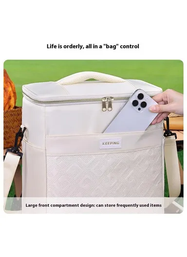 Insulated Lunch Bag Large Capacity Leakproof Thermal Bento Carrier for Outdoor Camping Picnic 7029 - Grey