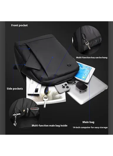 Men Laptop Backpack Large Capacity Nylon Waterproof Business Daypack for Daily Travel 1316 - Dark Blue