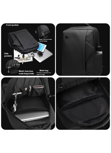 Men Laptop Backpack Large Capacity Nylon Waterproof Business Daypack for Daily Travel 1316 - Dark Blue