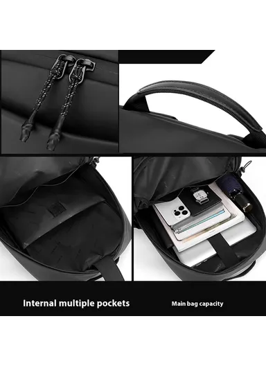 16 Inch Laptop Backpack Men Business Travel Casual Nylon Daypack Commuter Bag 3418 - Black