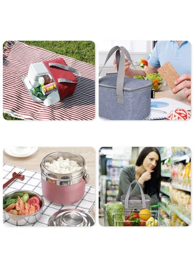 Children's Insulated Lunch Box Tote Food Storage Pouch Picnic Handbag CB206 - Grey