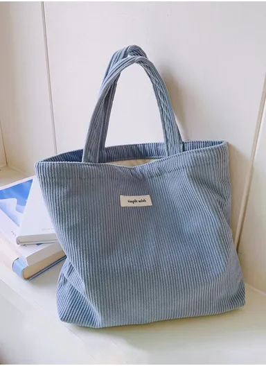 Solid Color Corduroy Toiletries Handbag Cosmetic Organizer Bag Large Makeup Storage Pouch for Women and Teen Girls 572 - Baby Blue