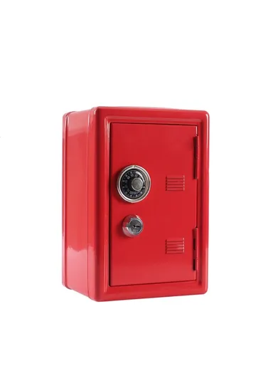 Piggy Bank Metal Savings Bank Money Saver Box Cash Safe Small Money Box - Red