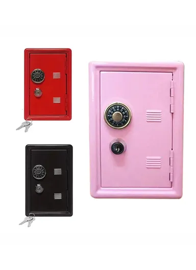 Piggy Bank Metal Savings Bank Money Saver Box Cash Safe Small Money Box - Red