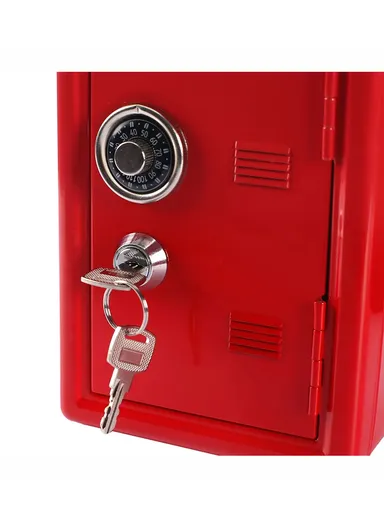 Piggy Bank Metal Savings Bank Money Saver Box Cash Safe Small Money Box - Red