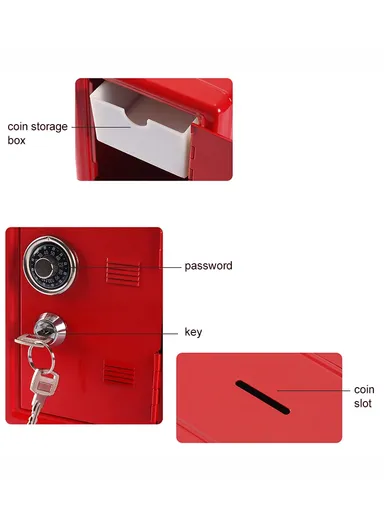 Piggy Bank Metal Savings Bank Money Saver Box Cash Safe Small Money Box - Black