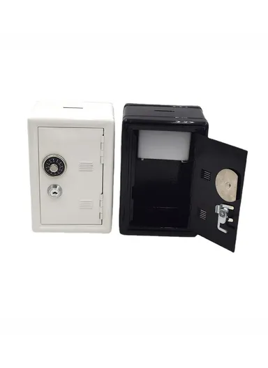 Piggy Bank Metal Savings Bank Money Saver Box Cash Safe Small Money Box - Black