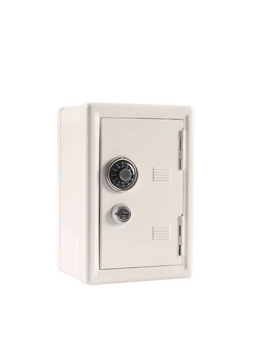 Piggy Bank Metal Savings Bank Money Saver Box Cash Safe Small Money Box - White