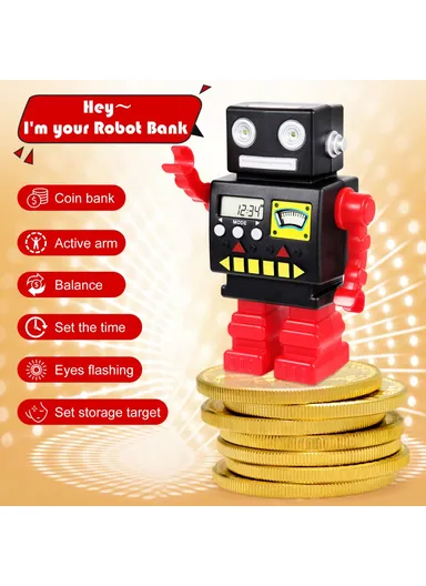 Cartoon Automatic Coin Counting Piggy Bank Robot for Kids Interactive Money Box (USD Version)