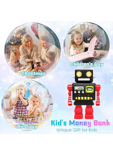 Cartoon Automatic Coin Counting Piggy Bank Robot for Kids Interactive Money Box (USD Version)