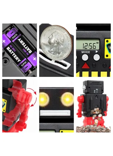 Cartoon Automatic Coin Counting Piggy Bank Robot for Kids Interactive Money Box (USD Version)