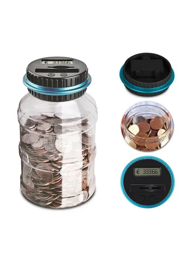 Electronic Digital Counting Coin Bank LCD Display Money Saving Box Jar Counter - Euro