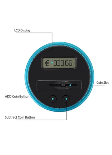 Electronic Digital Counting Coin Bank LCD Display Money Saving Box Jar Counter - Euro