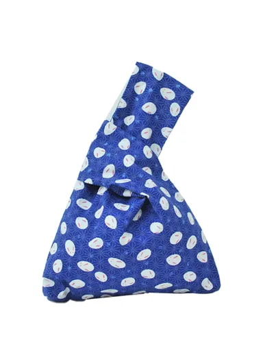 TZ Simple Flower Pattern Canvas Wrist Bag Portable Purse Tote Handbag for Cosmetic, Wallet, Cellphone - Blue Rabbit