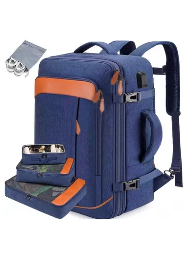 36-55L Laptop Backpack Business Travel Large Capacity Waterproof Nylon Casual Daypack with Storage Bags - Dark Blue